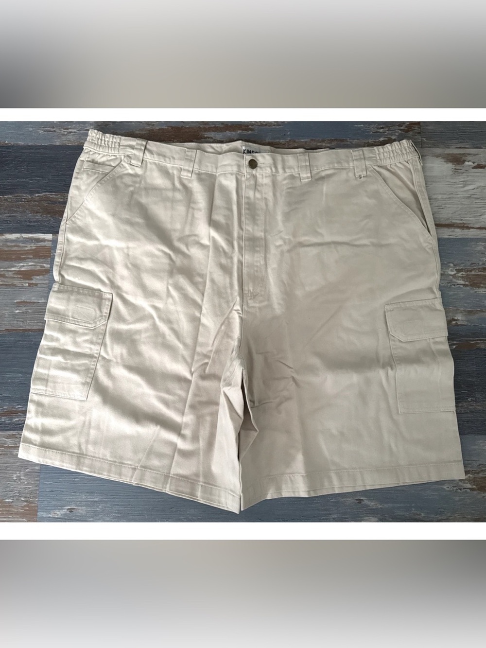 KingSize Cargo Shorts Mens 52 Big Tall Beige Khaki Wide Leg Cotton Walking NEW